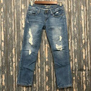 Fornarina Lindsay Womens Blue Denim Stretch Skinny Distressed Size 28 x 25